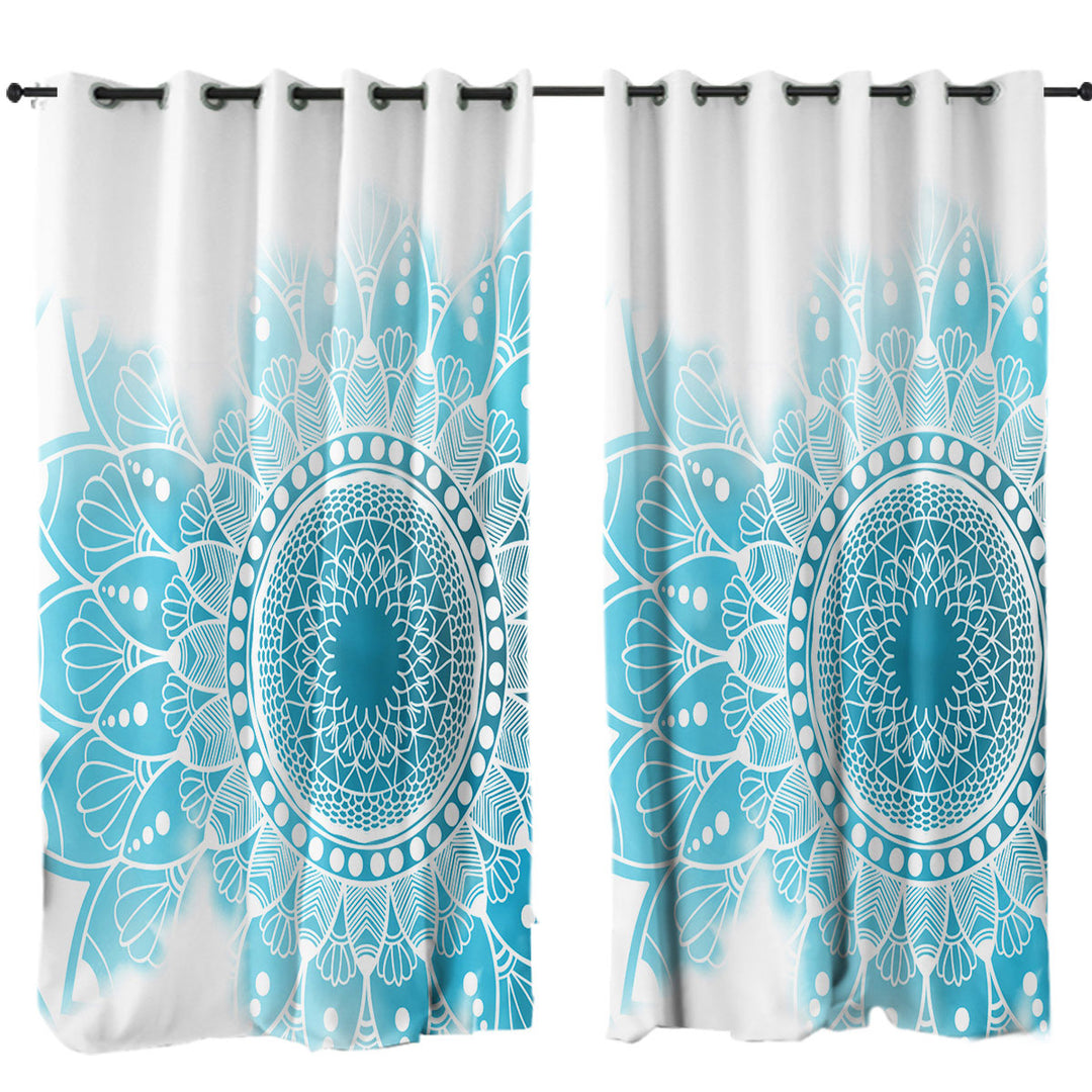 Curtain with Fading Light Blue Mandala