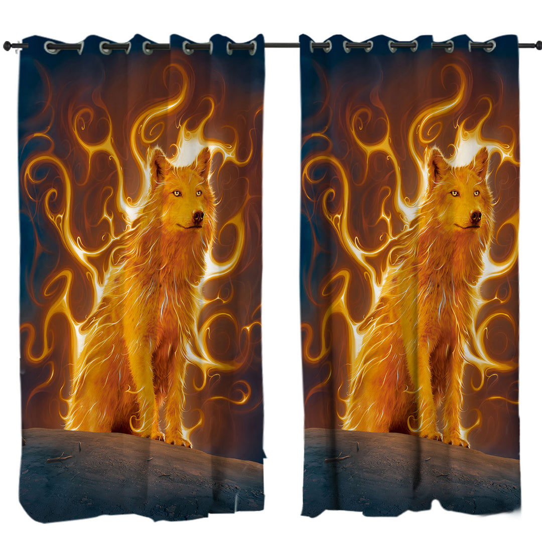 Curtain with Fantasy Animal Art Phoenix Wolf