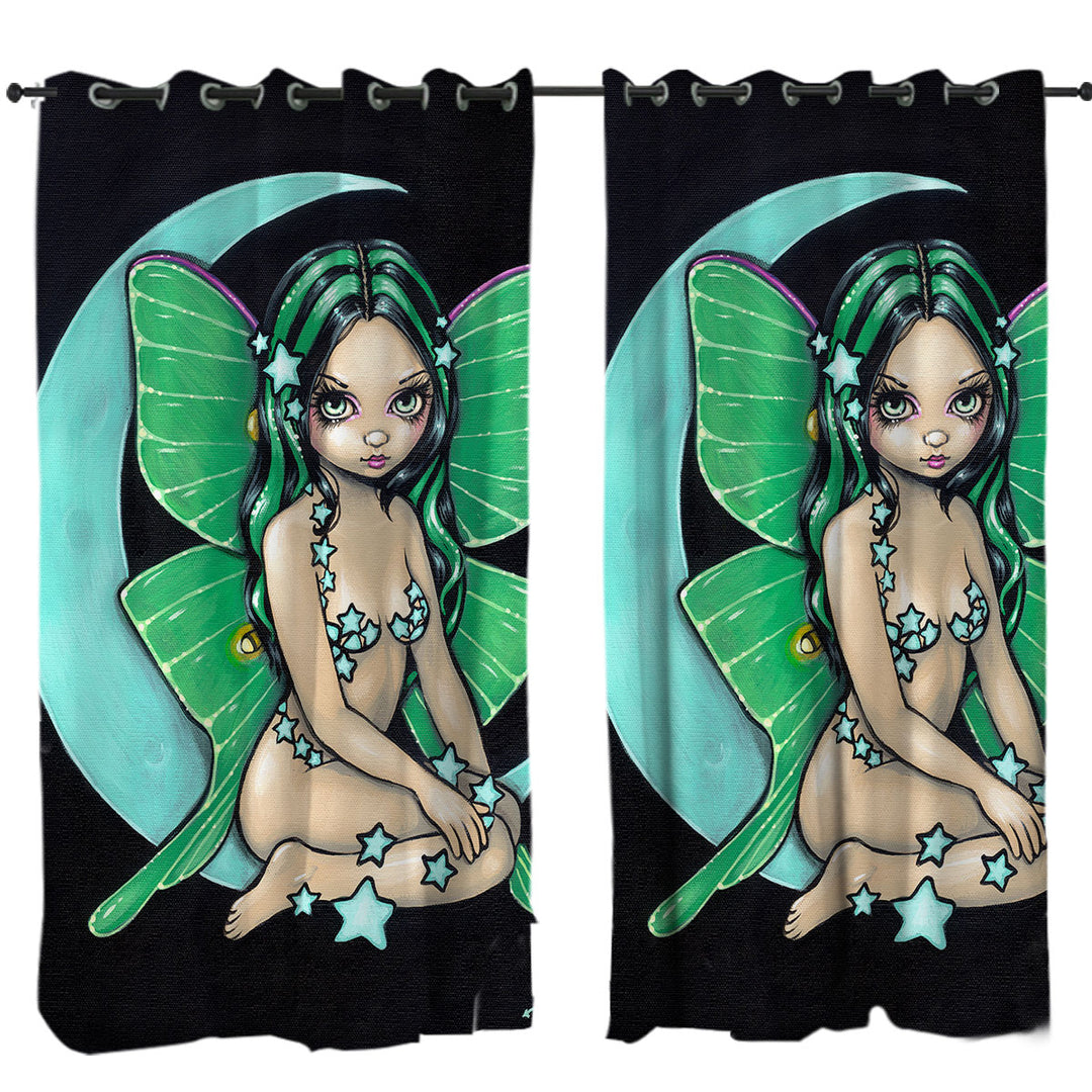 Curtain with Luna a Star Studded Green Highlights Little Fairy