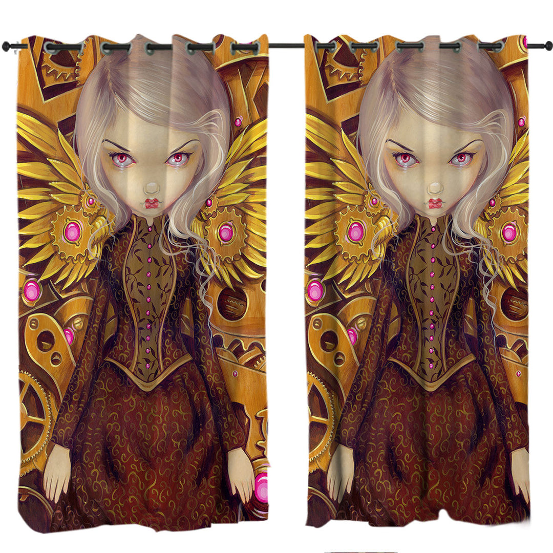 Curtain with Mechanical Angel Steampunk Beautiful Clockwork Girl