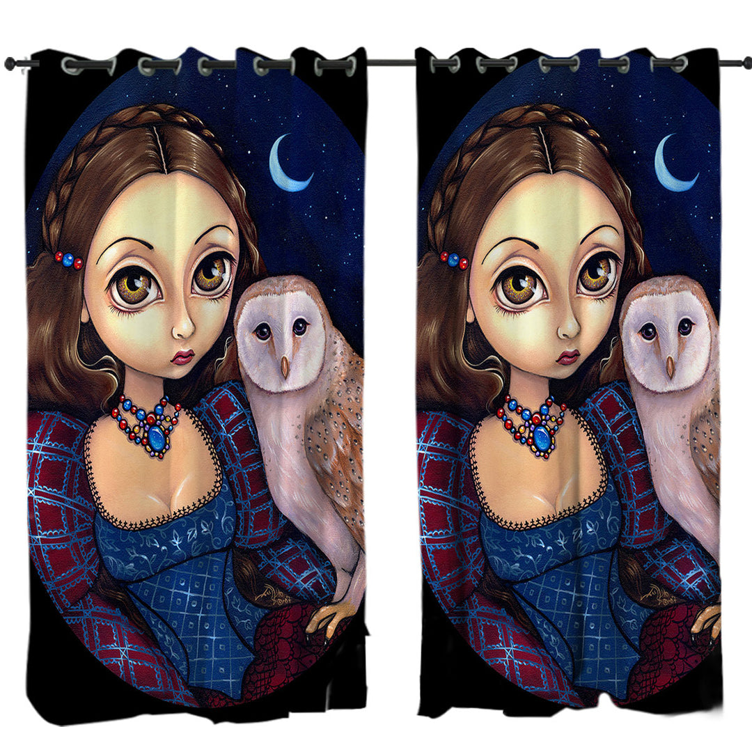 Curtain with Night Sky Barn Owl Princess