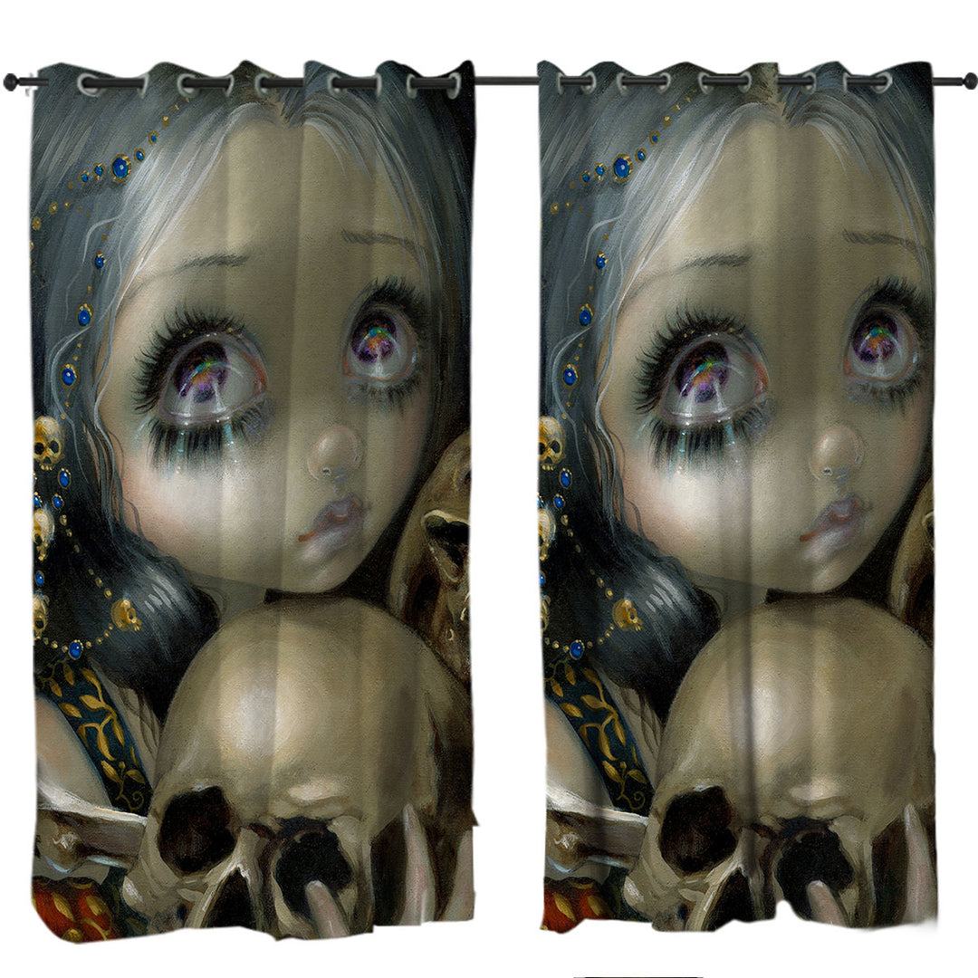 Curtain with Ossuary the Collector Dart Art Girl and Skulls