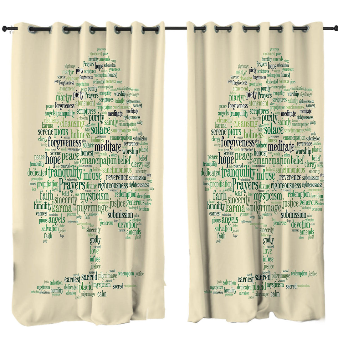 Curtain with Positive Mood Words Tree