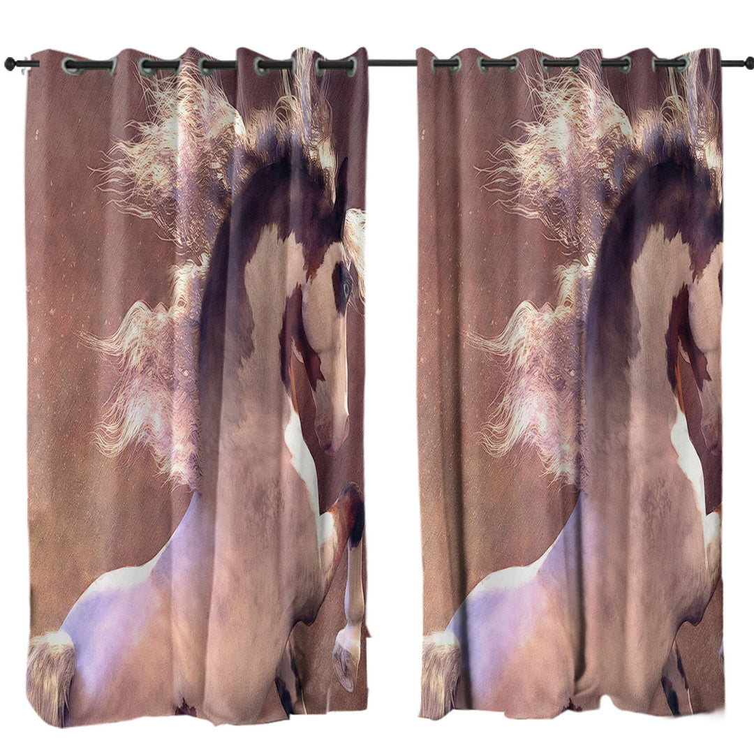 Curtain with Pride Beautiful White Brown Spots Horse