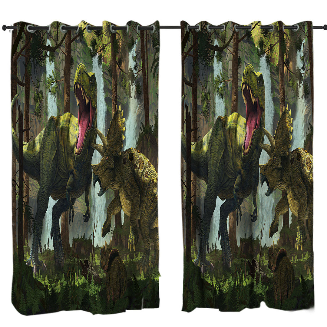 Curtain with Protection Fight Cool Dinosaurs Art the Dinosaurs Forest