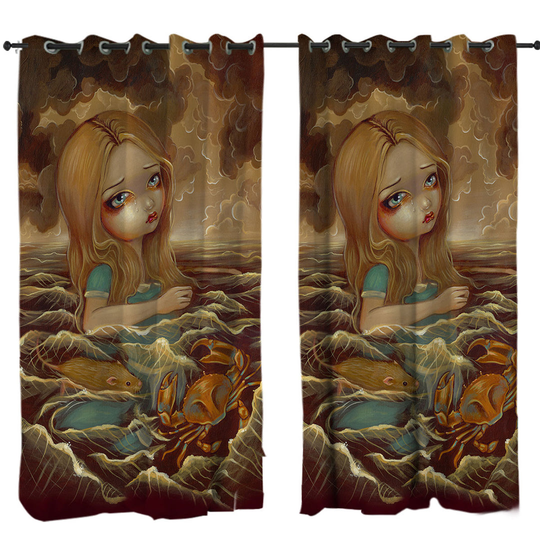 Curtain with Sad Art Alice in the Pool of Tears