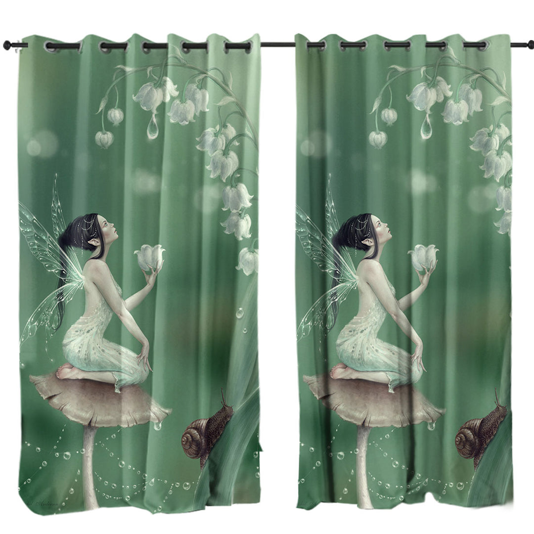 Curtain with Snail and Cute Little Fairy the Lily of the Valley