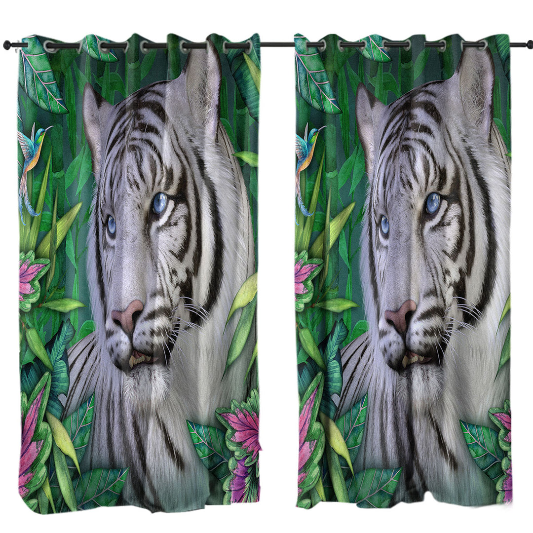 Curtain with Wild Animals Art Tropical White Tiger