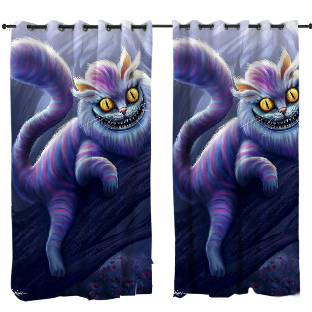 Curtain with Wonderland Purple Cat