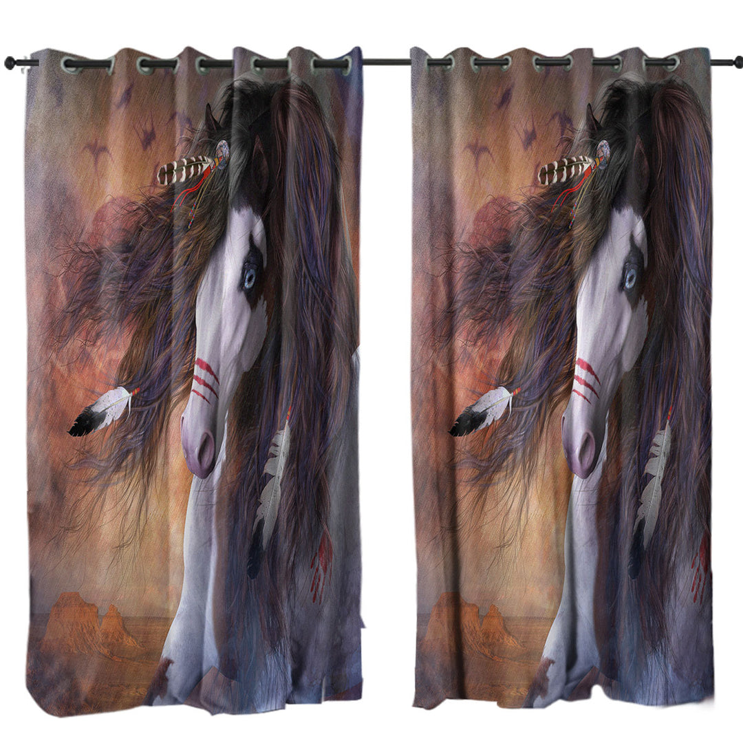 Curtains for Bedroom with Cool Horses Art Pawnee Brave Horse