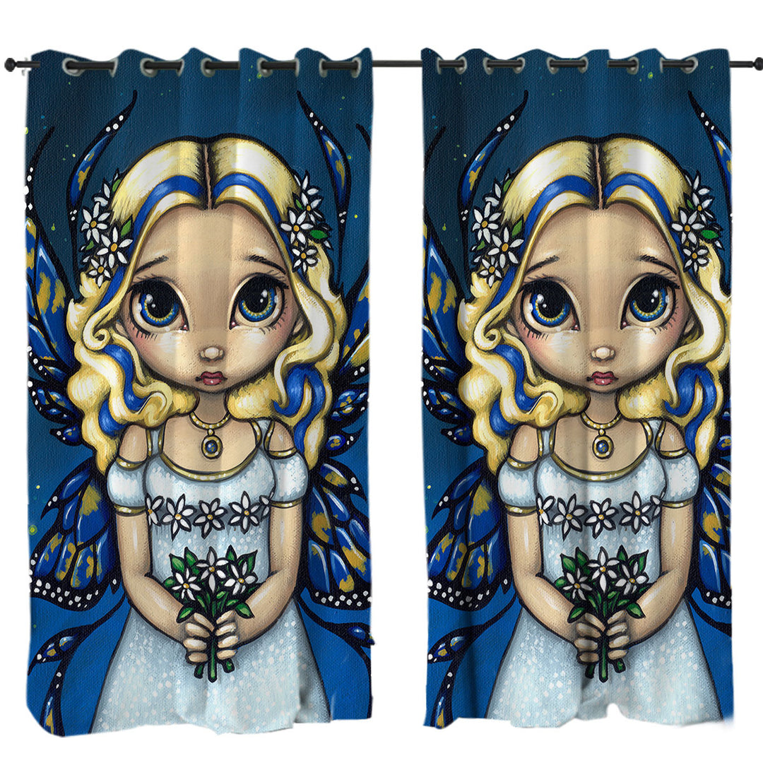 Curtains for Bedroom with Daisy Lovely Blonde Fairy with Flowers