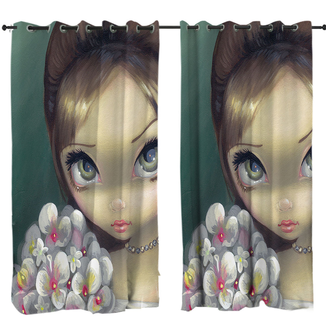 Curtains for Bedroom with Faces of Faery _147 Elegant Girl with Flower Bouquet