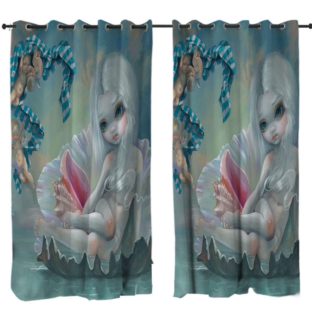 Curtains for Bedroom with Fine Art Birth of Venus with Cherubs Beautiful Girl