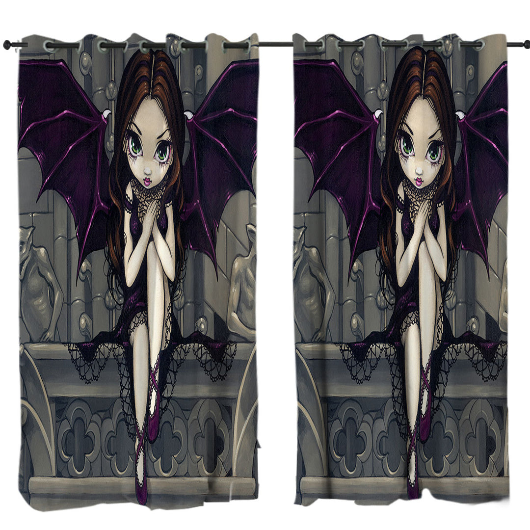 Curtains for Bedroom with Gothic Fairy and the Gargoyles of Notre Dame