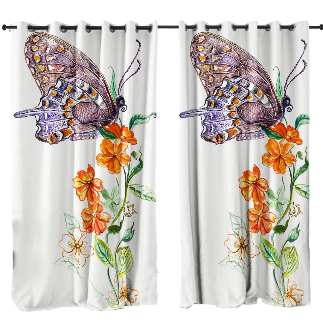 Curtains for Living Room with Art Painting Butterfly JM Design