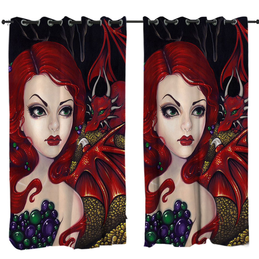 Curtains for Living Room with Bijou the Redhead Dragon Winged Fairy