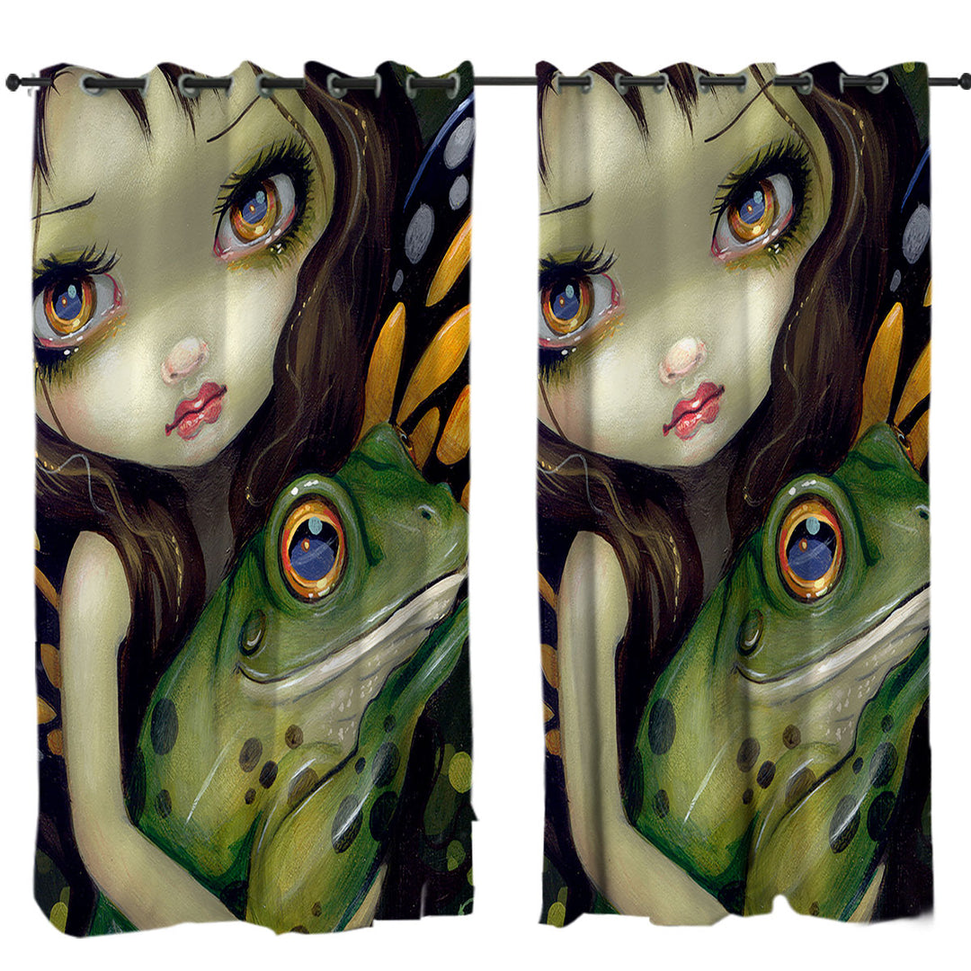 Curtains for Living Room with Faces of Faery _146 Butterfly Fairy and Her Frog