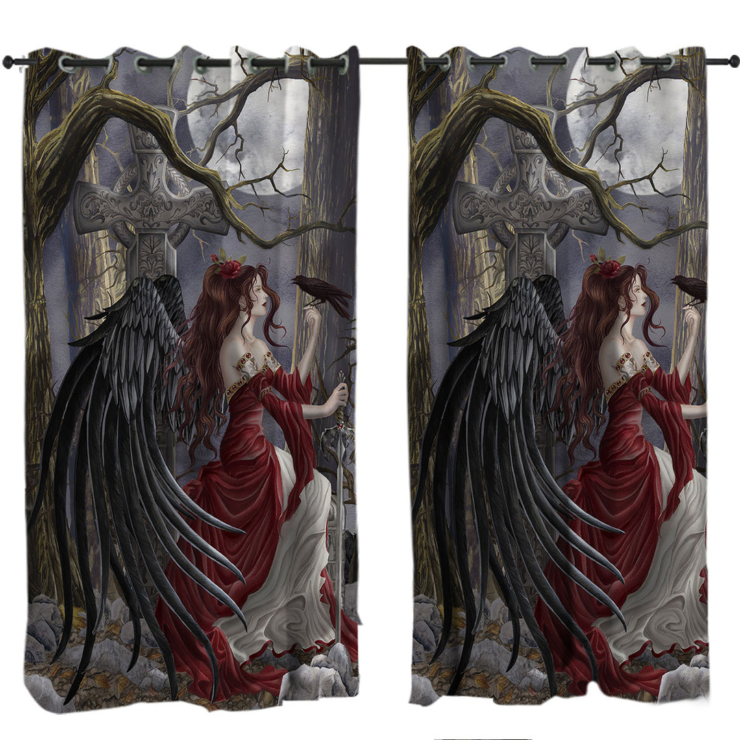 Curtains for Living Room with Gothic Fantasy Art the Graveyard Fairy