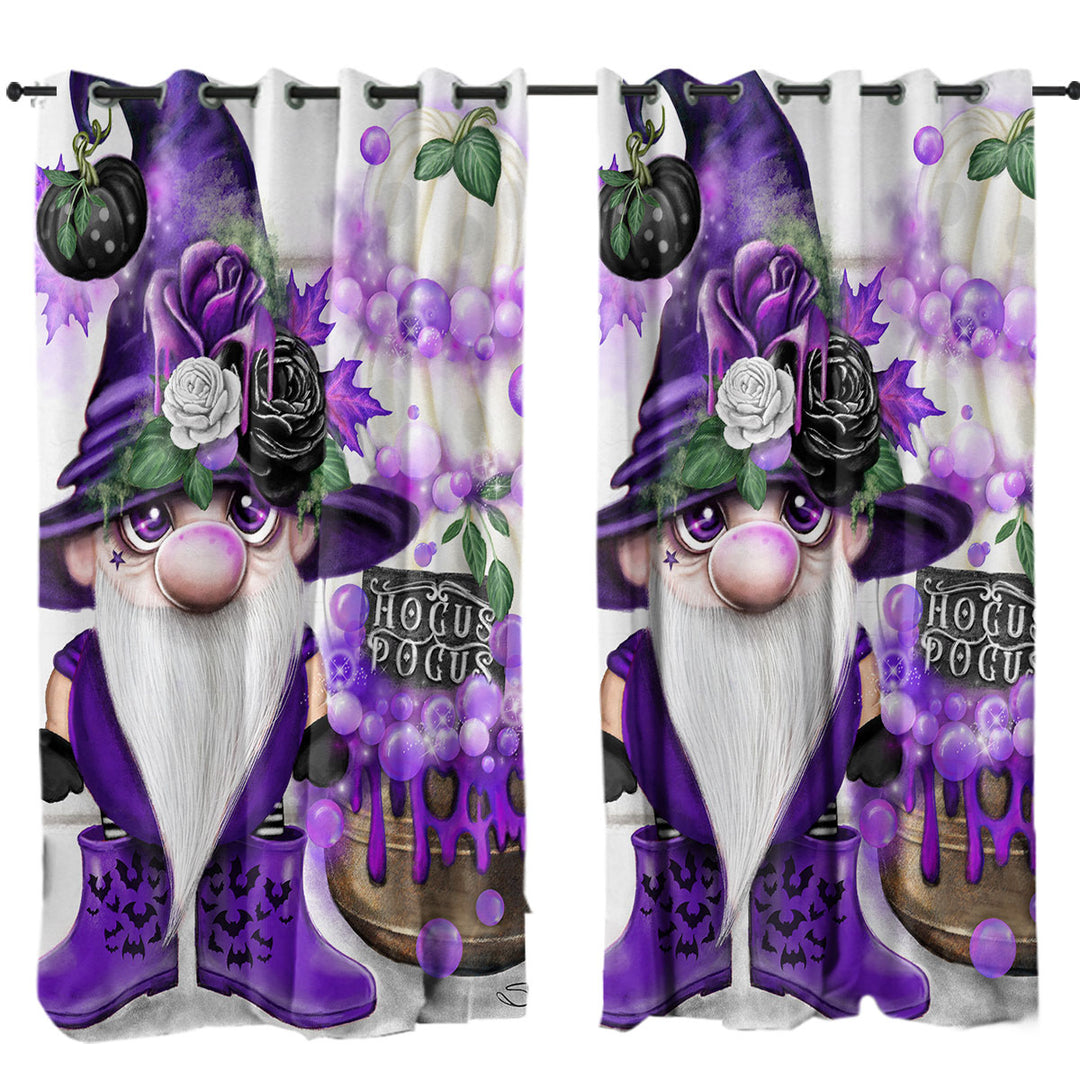 Curtains for Living Room with Purple Autumn Lil Gnome Hocus Pocus