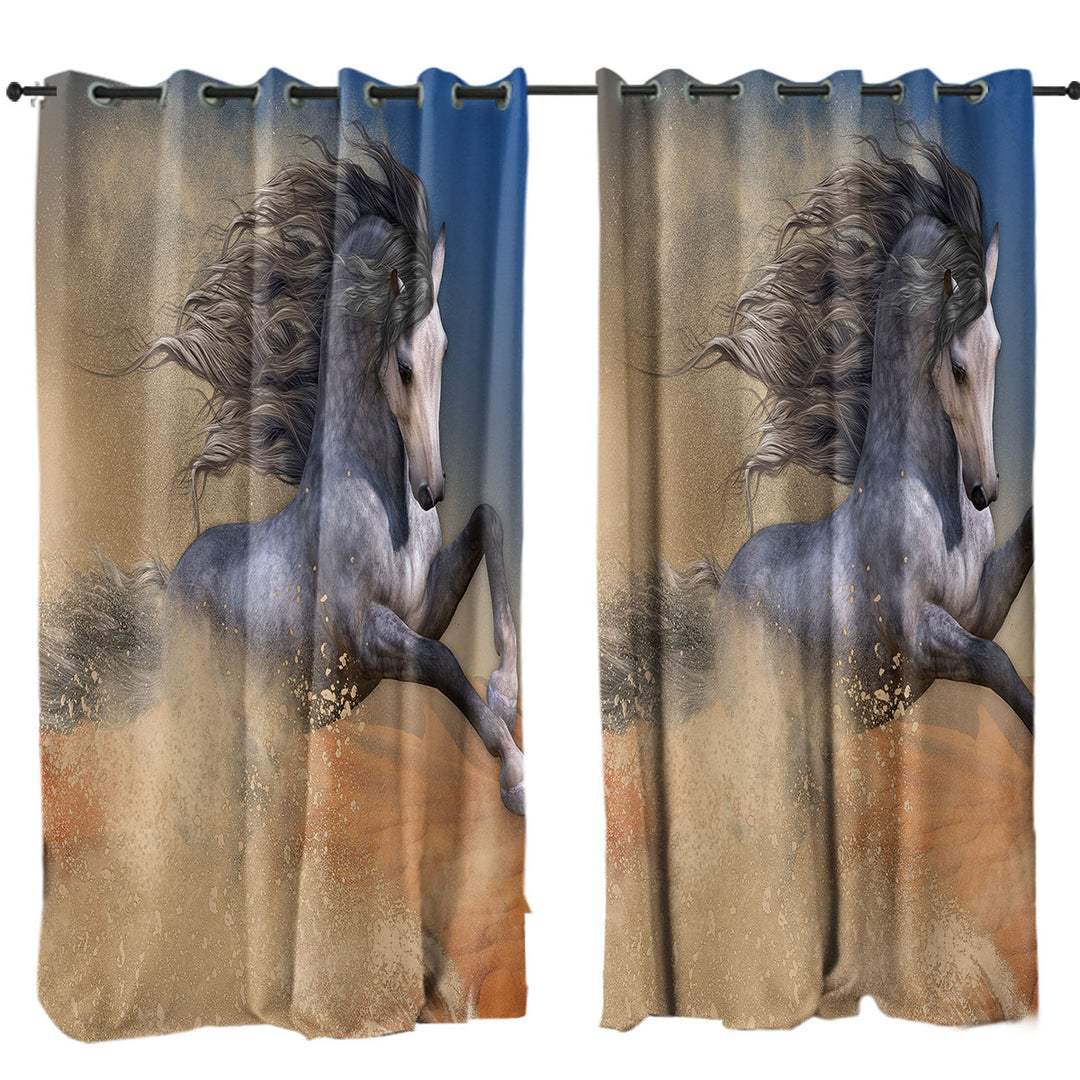 Curtains for Living Room with The Desert Barb Wild Horse Art