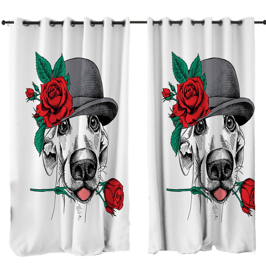 Curtains with A Romantic Gentleman Dog