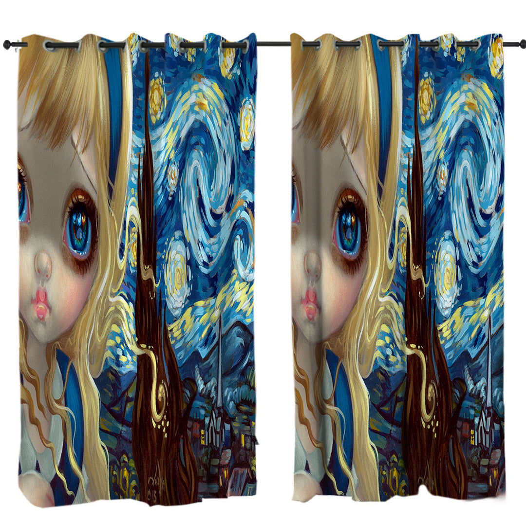 Curtains with Alice in the Starry Night