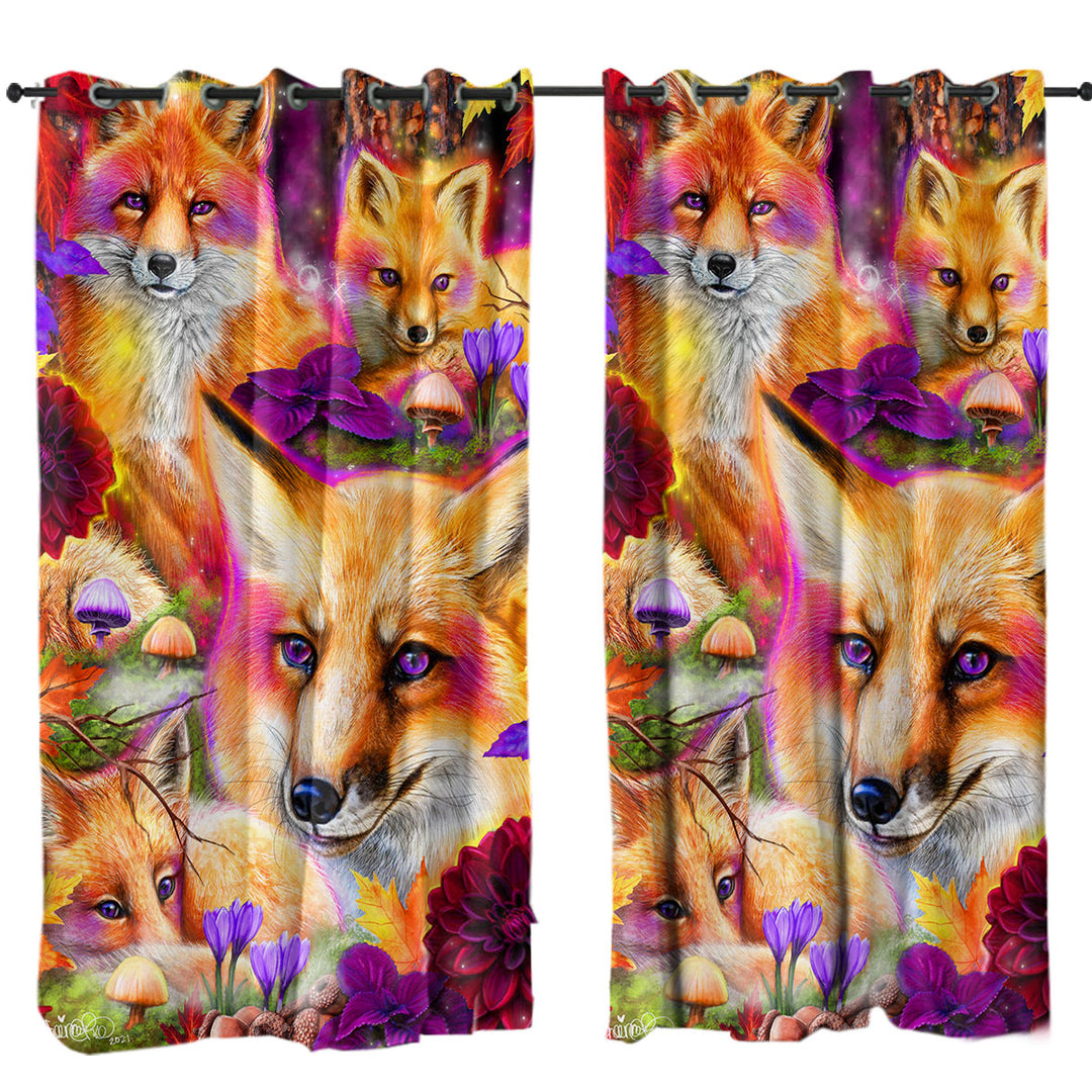 Curtains with Autumn Forest Animal Art Daydream Red Fox