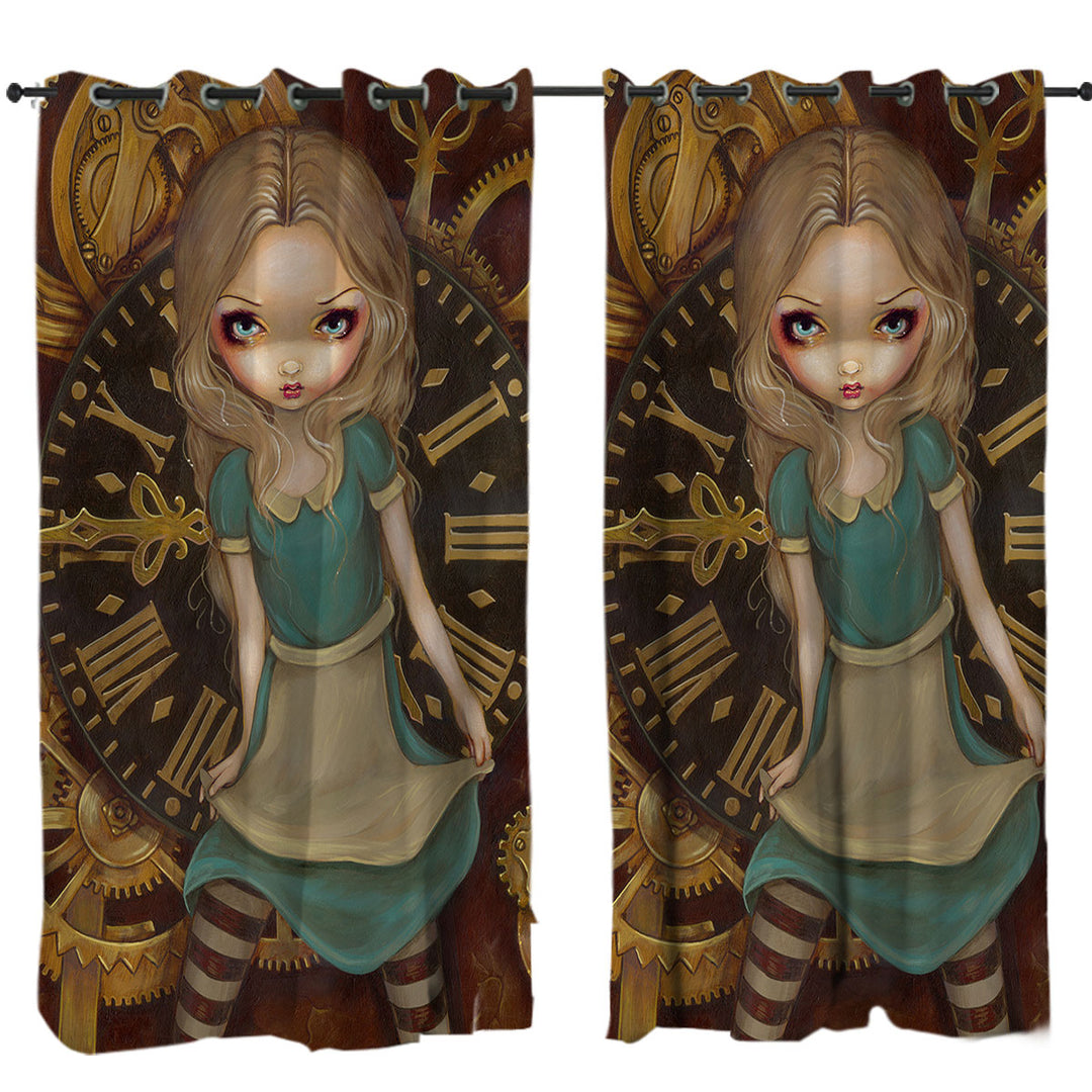 Curtains with Beautiful Alice in Clockwork