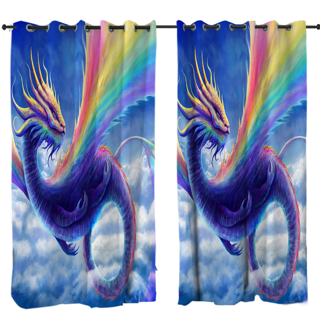 Curtains with Cool Art Rainbow Dragon