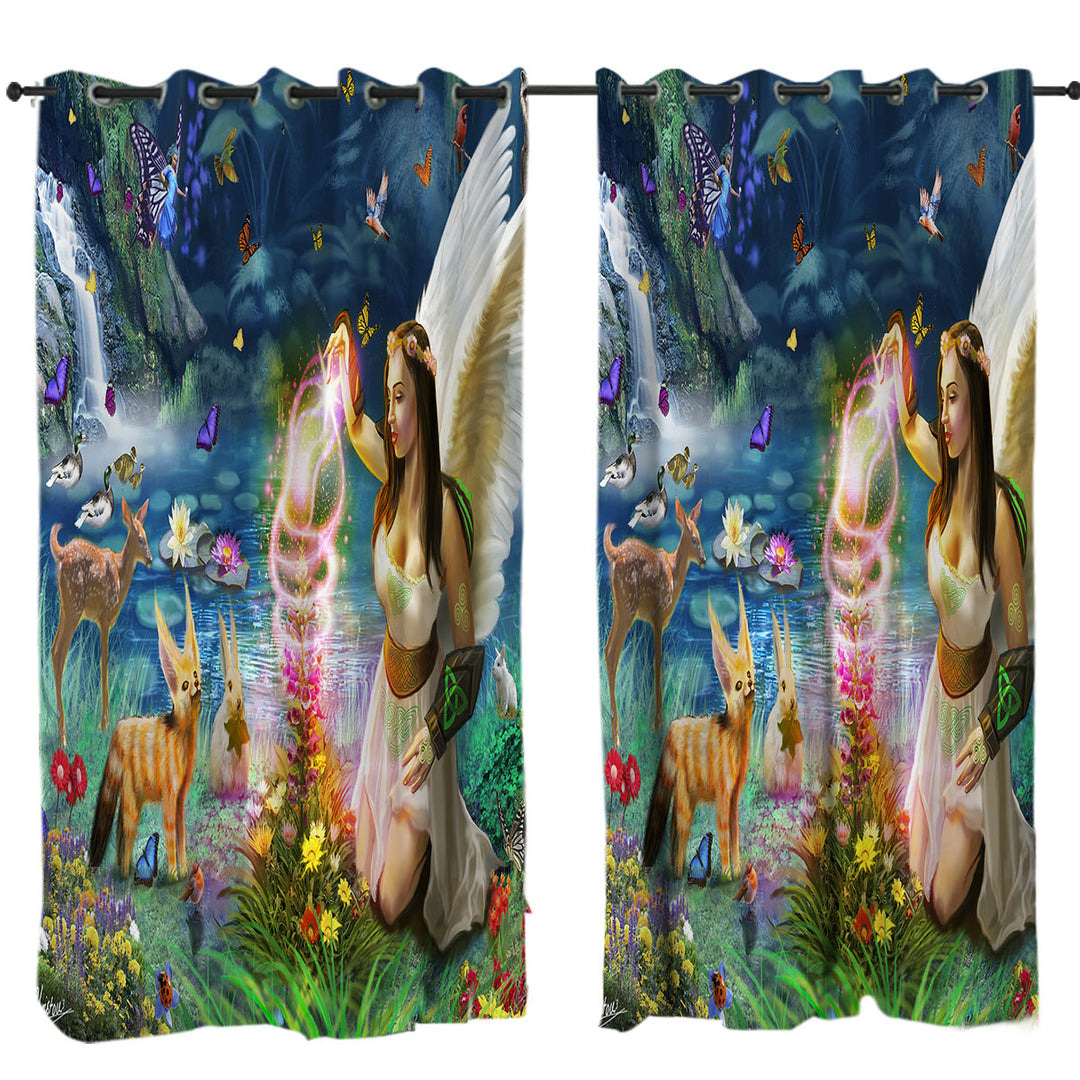 Curtains with Fairy Tale Forest with a Beautiful Fairy Goddess