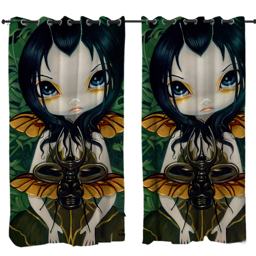 Curtains with Fantasy Art Lovey Fairy Beetle Wings