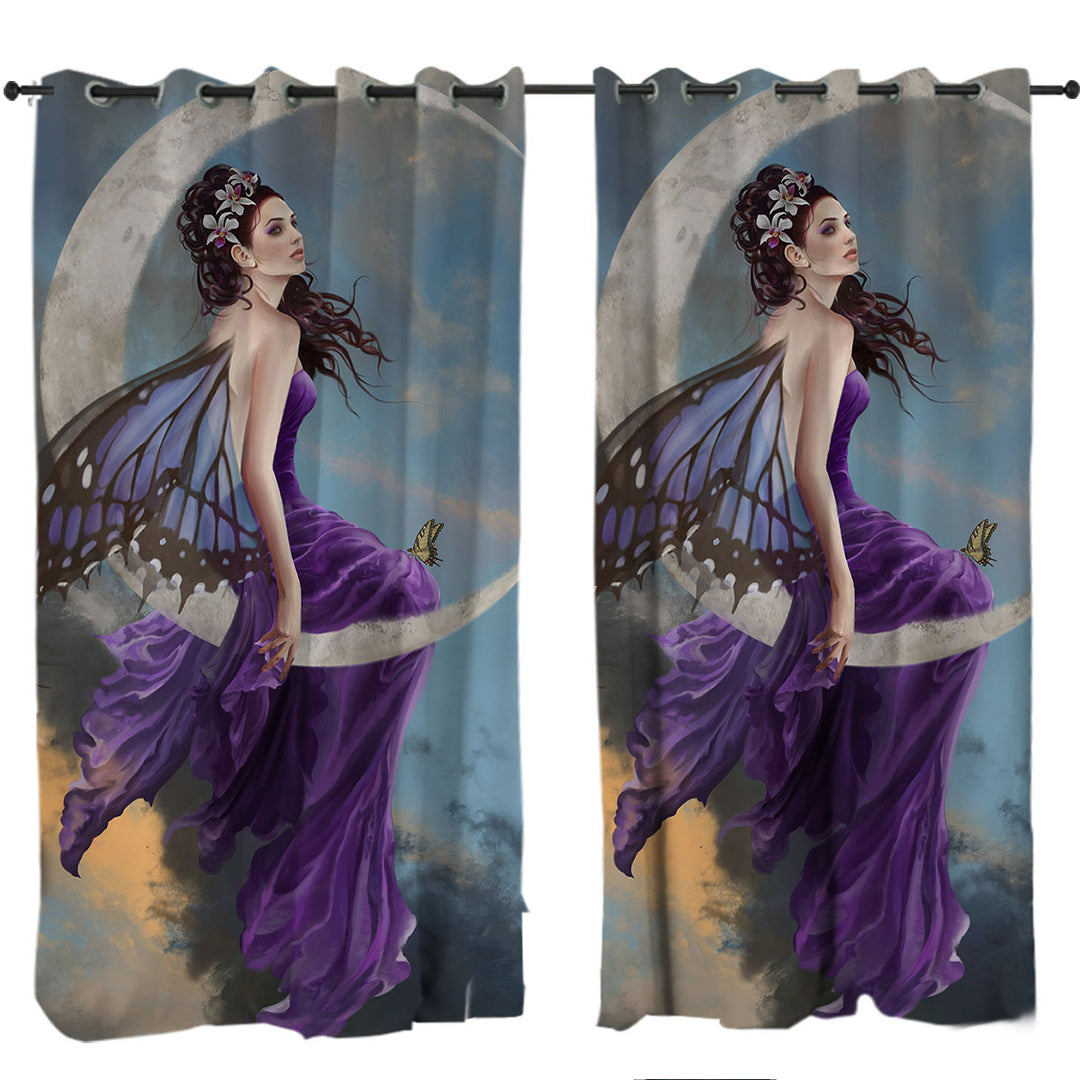 Curtains with Fantasy Art the Pretty Purple Moon Fairy