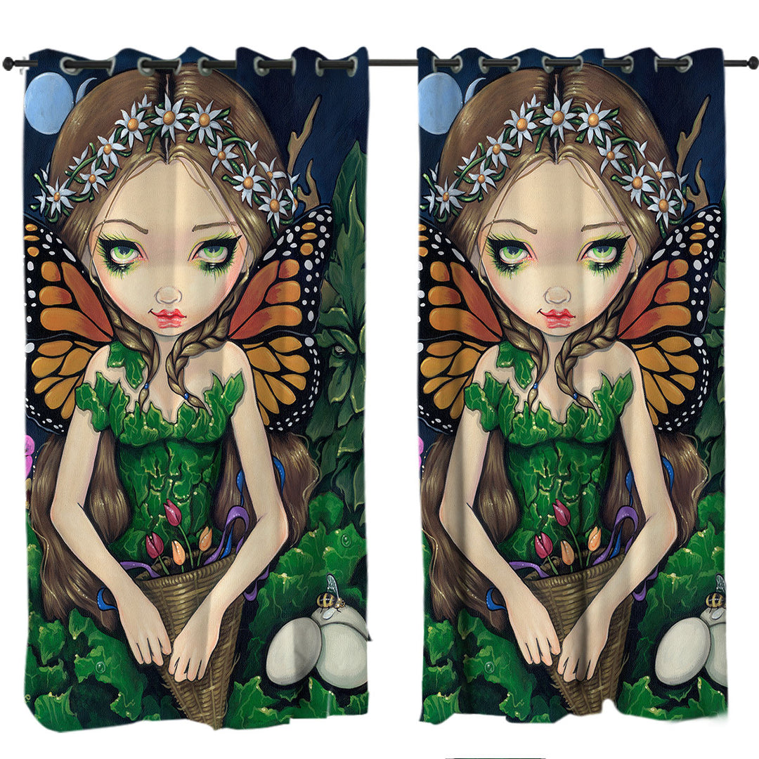 Curtains with Fantasy Fairy World May Queen Spring and Summer