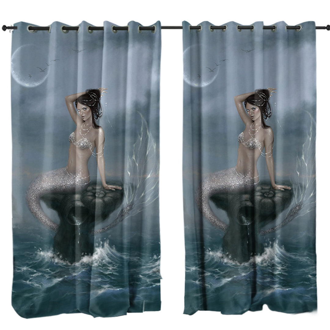 Curtains with Fantasy Ocean Art the Beautiful Mermaid