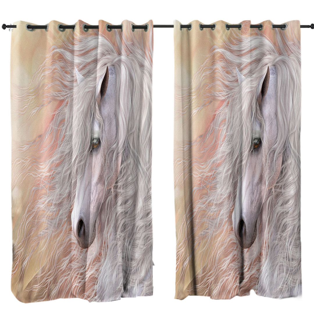 Curtains with Primavera Gorgeous White Horse