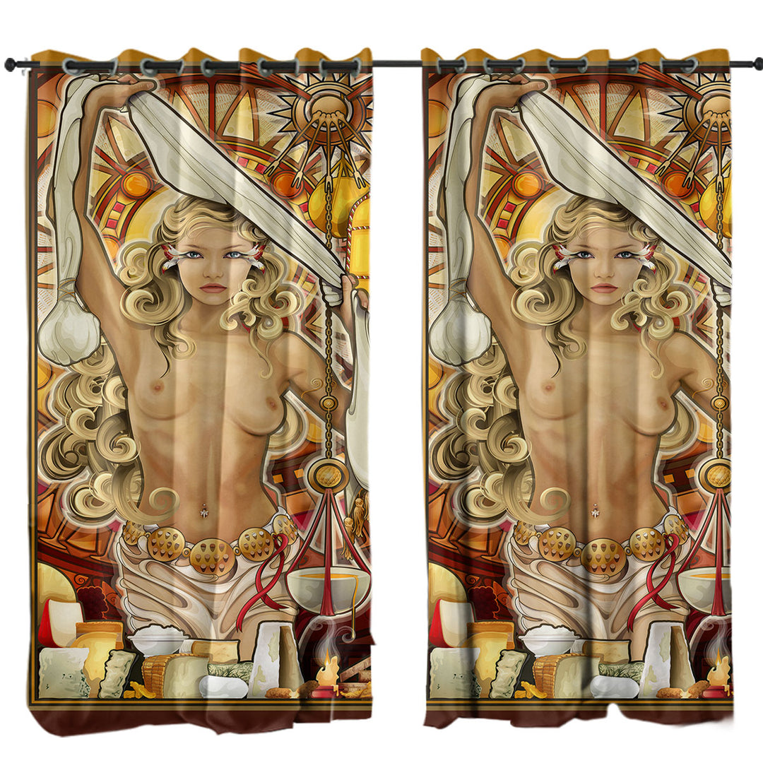 Curtains with Sexy Woman Goddess of Cheese