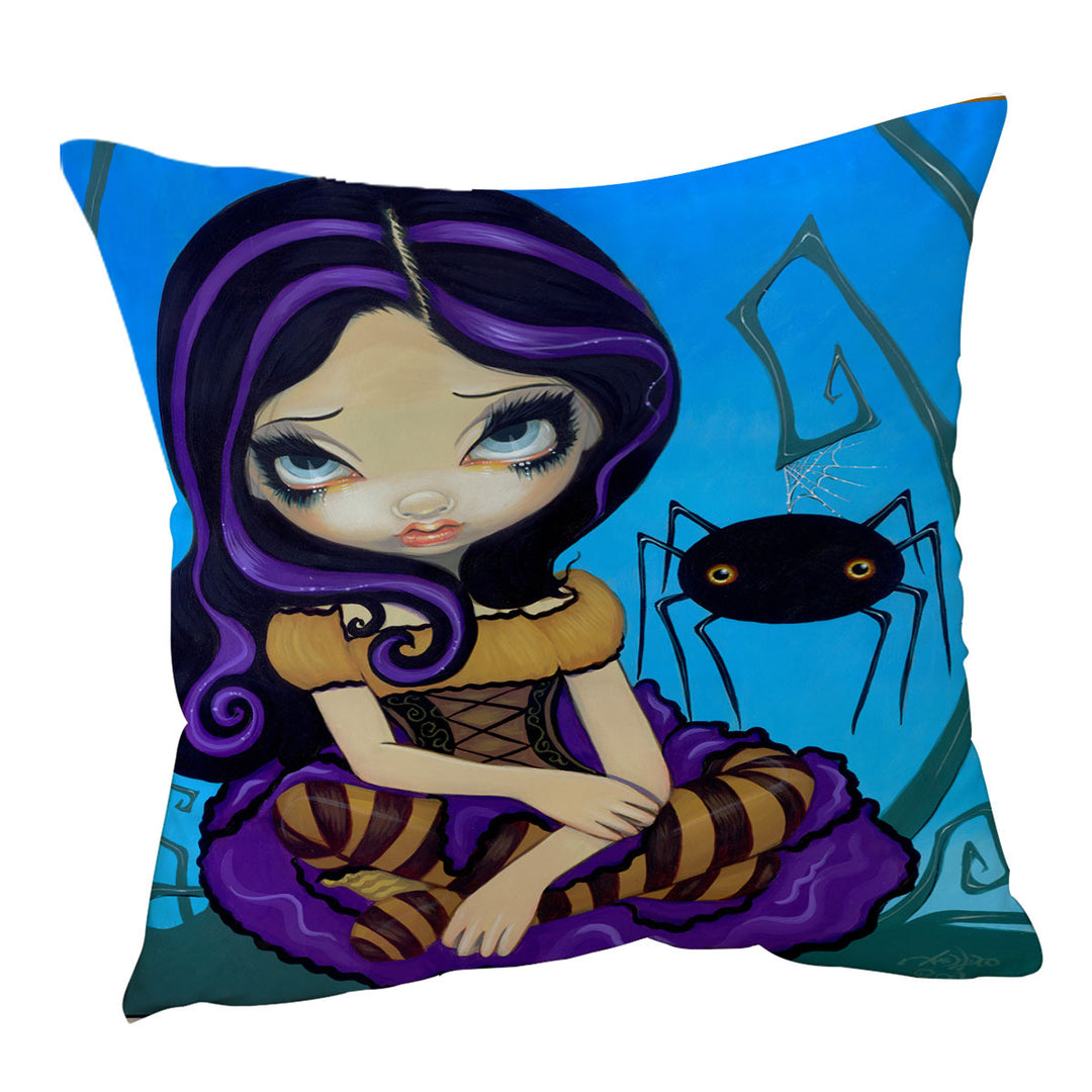 Cushion Cover of Fairytale Art Spider and Little Miss Muffet