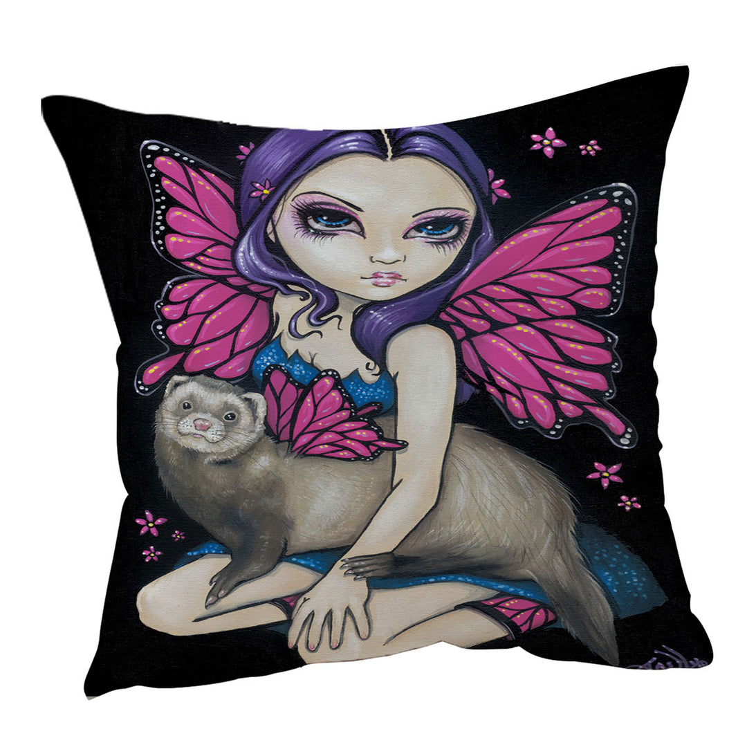 Cushion Cover with Fairey and Ferret with Butterfly Wings