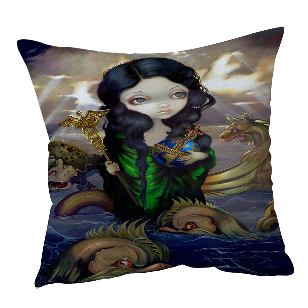 Cushion Covers of Alchemical Seas Sea Maiden and Monsters Spirits