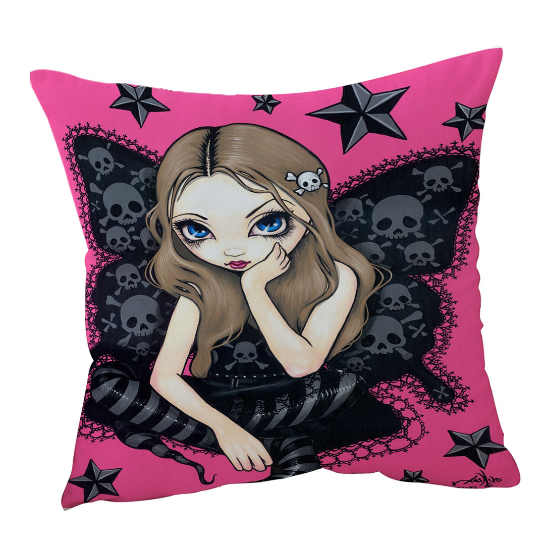 Cushion Covers with Beautiful Gothic Girl Skulls and Stars