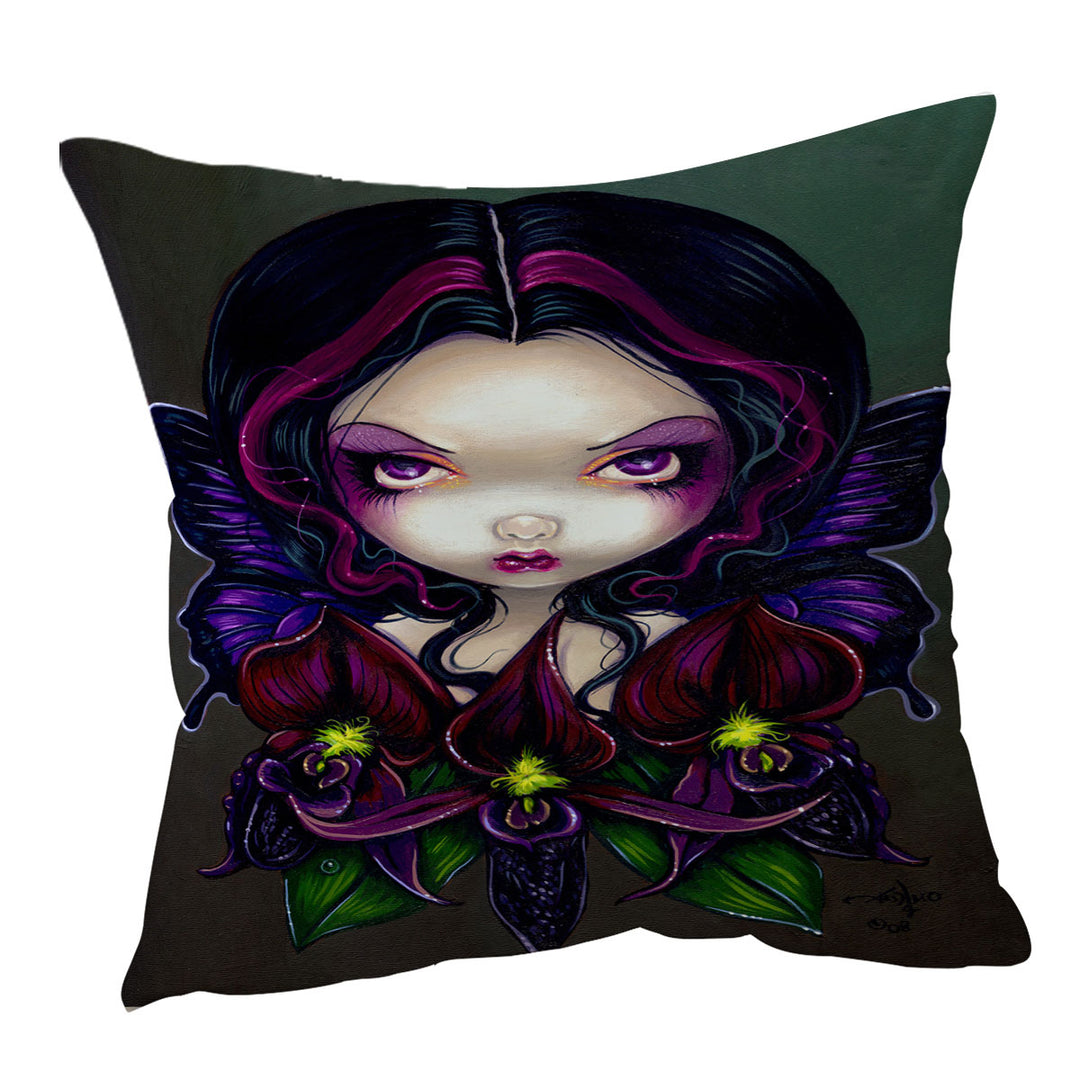 Cushion Covers with Black Orchid Fairy