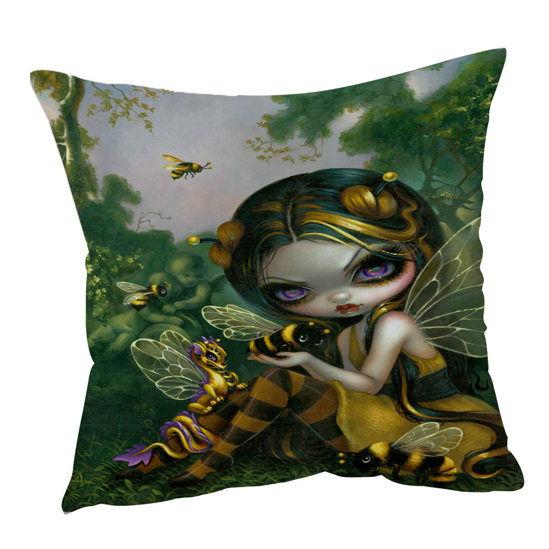 Cushion Covers with Bumblebee Dragonling and Bee Fairy