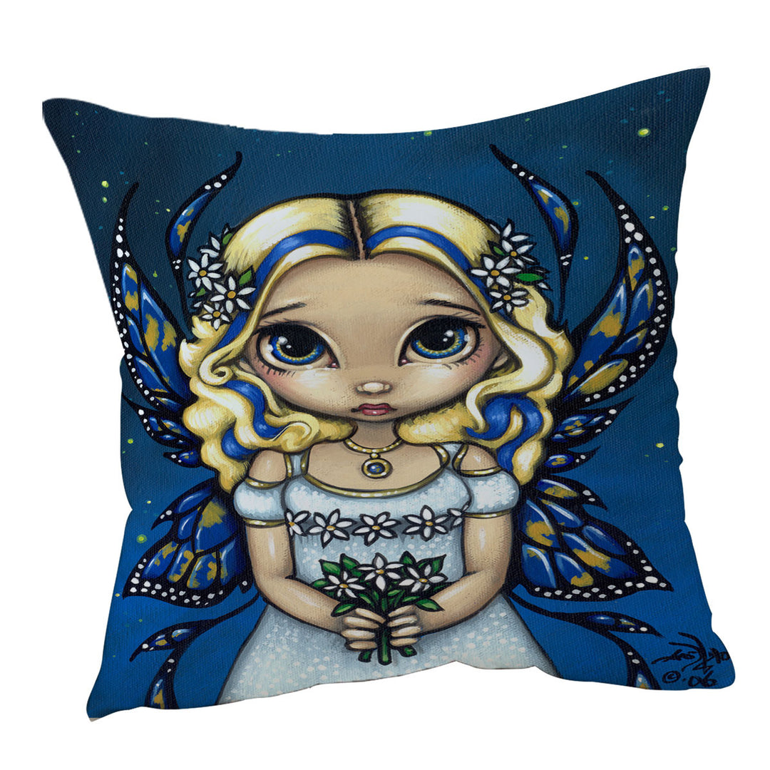 Cushion Covers with Daisy Lovely Blonde Fairy with Flowers