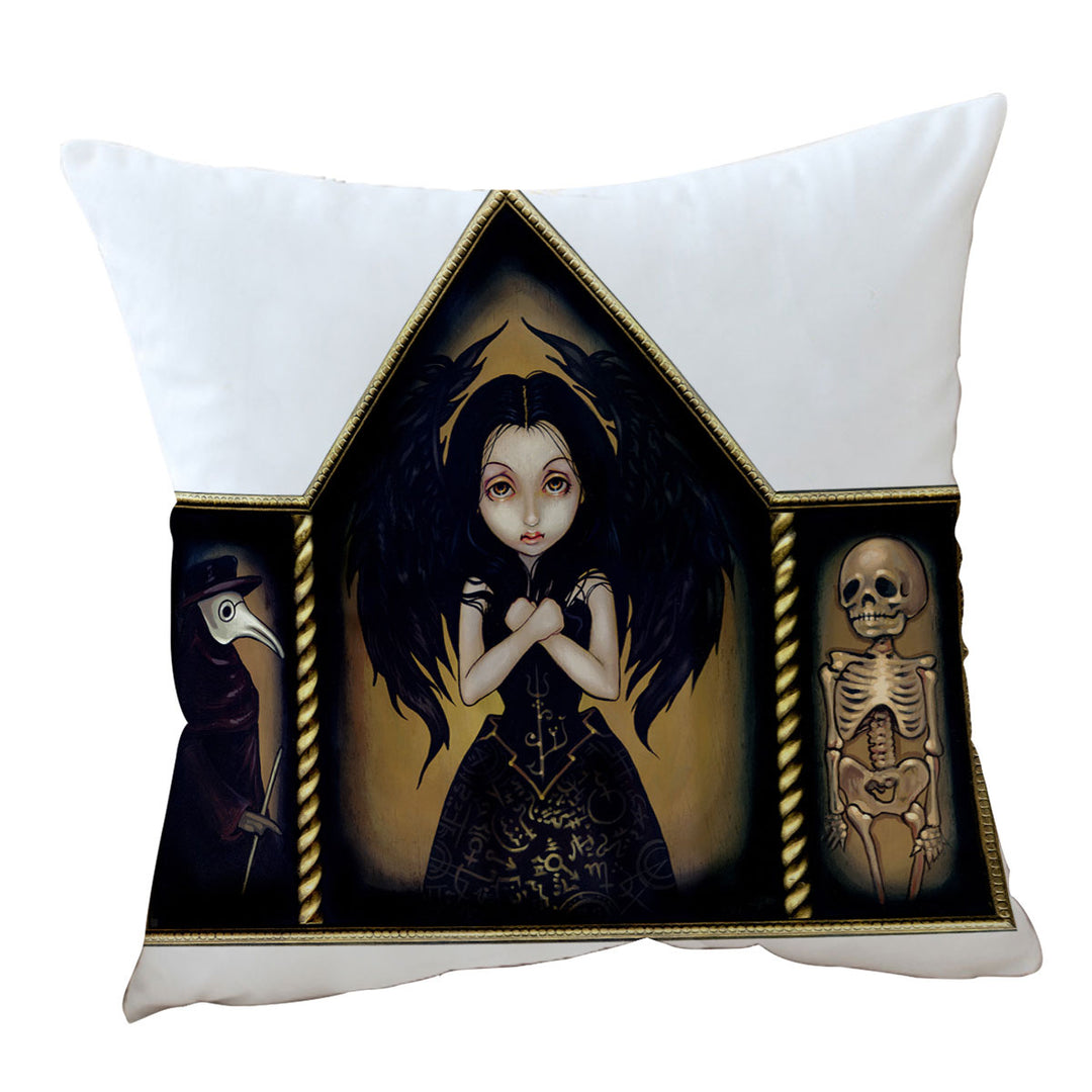 Cushion Covers with Dark Art Alchemy Angel Plague Mask Skelton