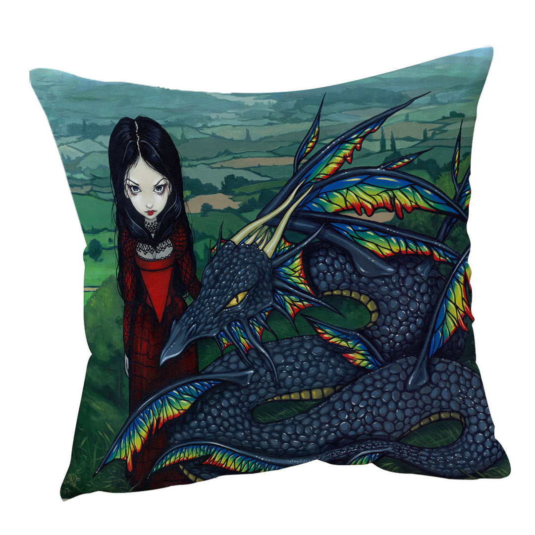 Cushion Covers with Dragon D_arc en ciel Gothic Maiden Rainbow Dragon