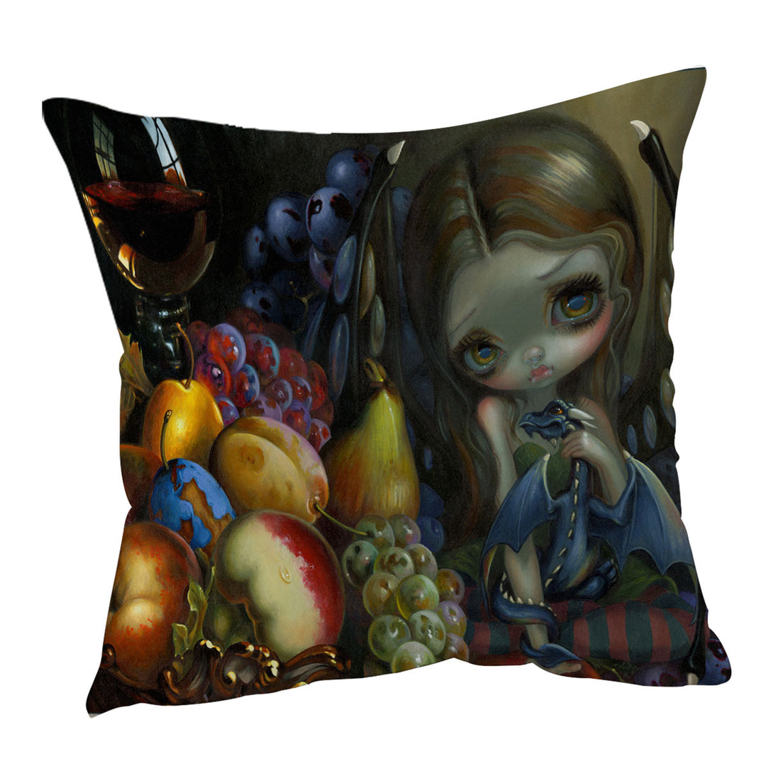 Cushion Covers with Fruit Dragonling Little Fairy and Her Baby Dragon