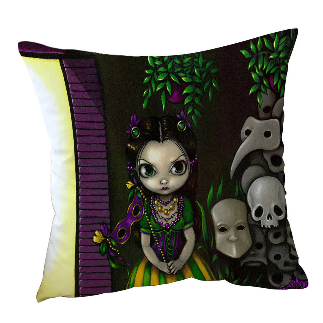 Cushion Covers with Ghosts of Mardi Gras Lovely Maiden and Masks