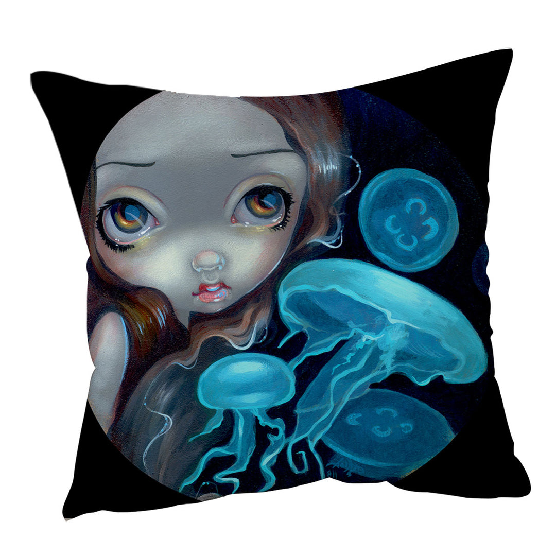 Cushion Covers with Jellyfish Portal Underwater Fantasy Mermaid