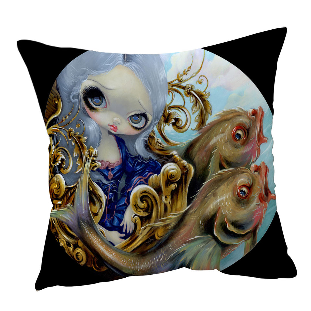 Cushion Covers with Sea Chariot Fish Transporting a Beautiful Maiden