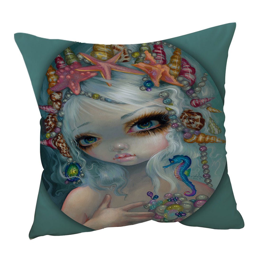 Cushion Covers with Seashell Princess Beautiful Doe Eyed Mermaid